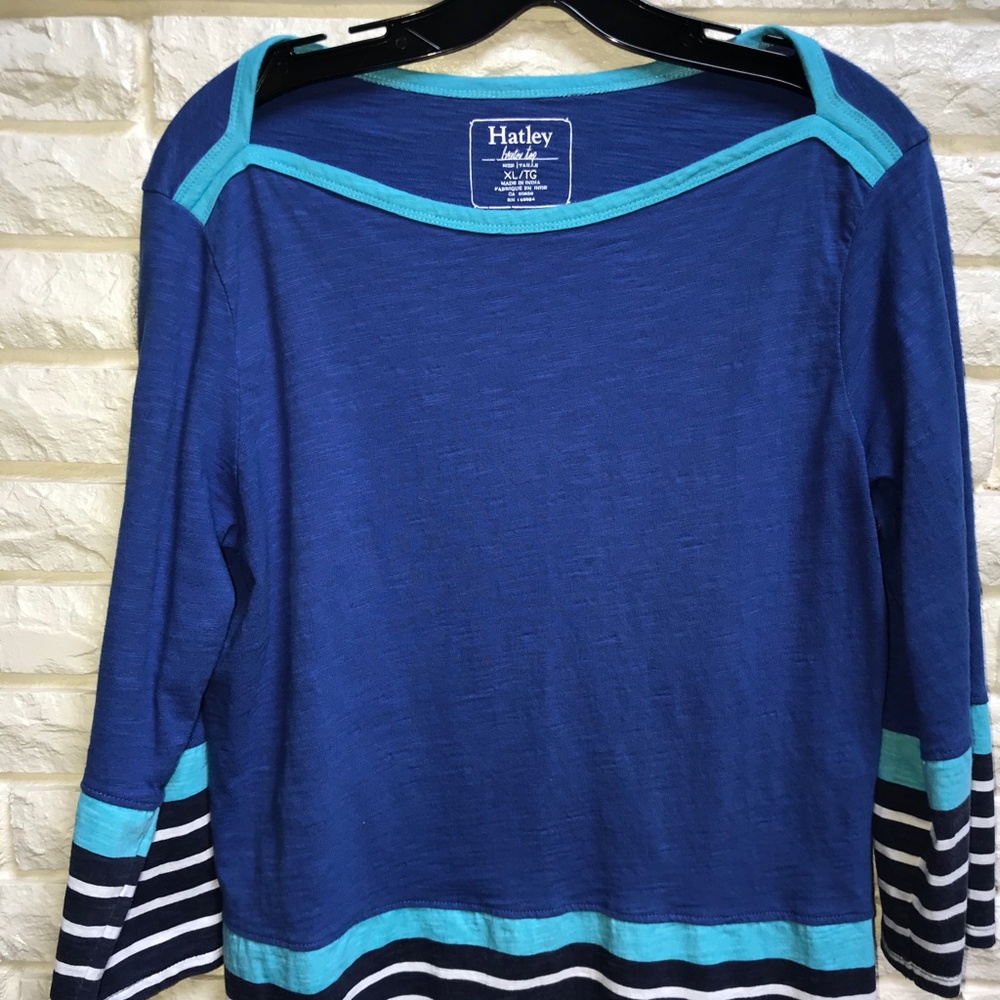 Hatley Breton nautical 3/4 sleeve top shirt XL